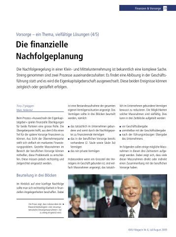 Die finanzielle Nachfolgeplanung - Mattig-Suter und Partner