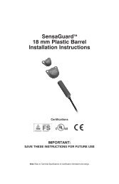 SensaGuardTM 18 mm Plastic Barrel Installation Instructions