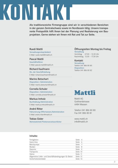 gültig ab 1. Januar 2012 - Mattli AG