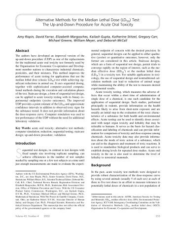 Alternative Methods for the Median Lethal Dose (LD50) Test: The Up ...