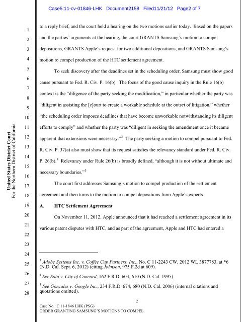 Order Granting Motion to Compel Depos.pdf - United States District ...