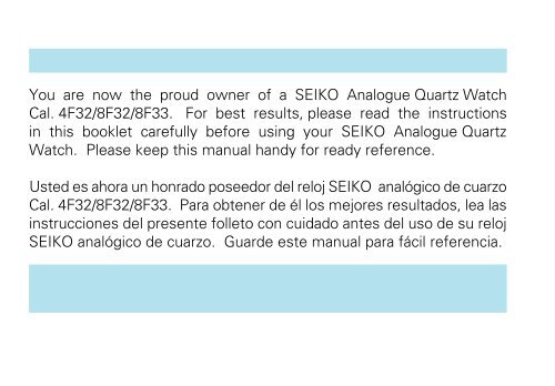 You are now the proud owner of a SEIKO Analogue Quartz Watch ...