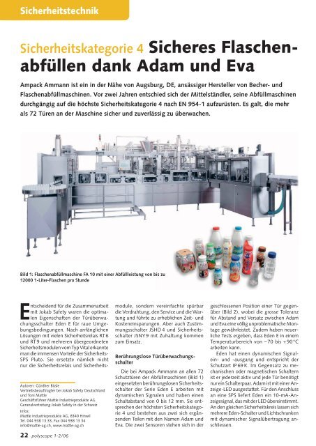 abfüllen dank Adam und Eva - MATTLE INDUSTRIE-PRODUKTE AG