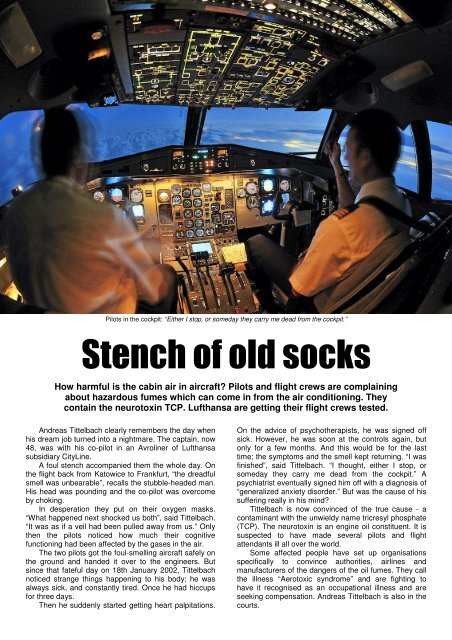 Der Spiegel: Stench of old socks - Aerotoxic Association