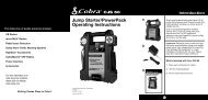 Jump Starter/PowerPack Operating Instructions - Cobra Electronics