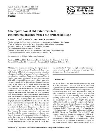 Macropore flow of old water revisited - Hydrology and Earth System ...