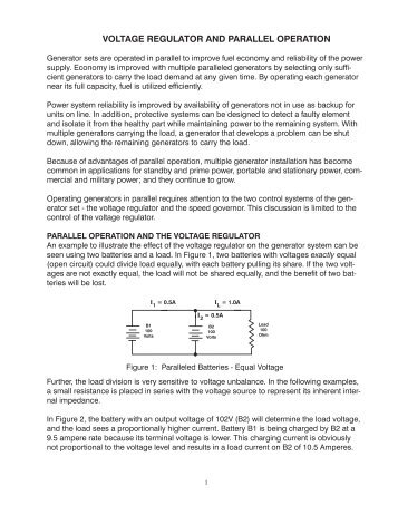 Voltage Regulator And Parallel Operation - Basler Electric