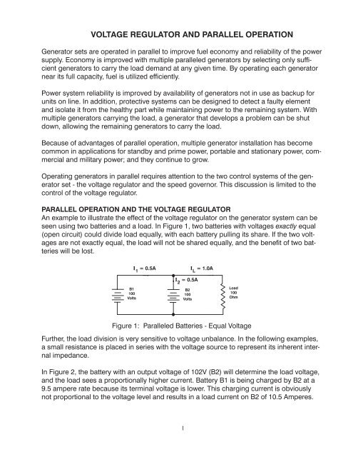 Voltage Regulator And Parallel Operation - Basler Electric