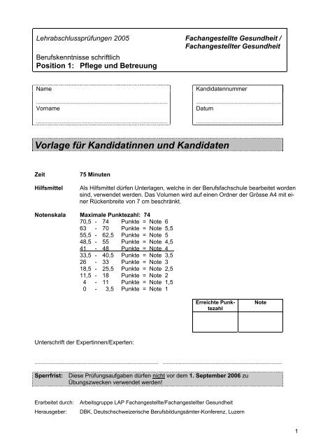 Vorlage für Kandidatinnen und Kandidaten - Berufs- und ...