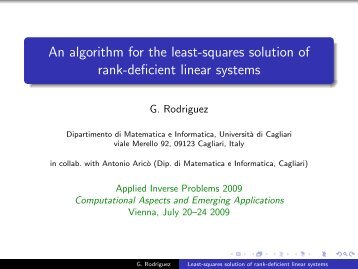 An algorithm for the least-squares solution of rank-deficient ... - Ricam