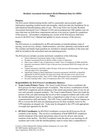 Resident Assessment Instrument (RAI)/Minimum Data Set (MDS ...