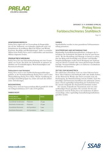 Prelaq Nova Farbbeschichtetes Stahlblech - SSAB