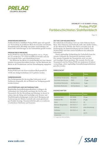 Prelaq PVDF Farbbeschichtetes Stahlfeinblech - SSAB