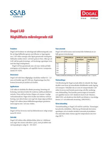 Dogal LAD HÃ¶ghÃ¥llfasta mikrolegerade stÃ¥l - SSAB.com