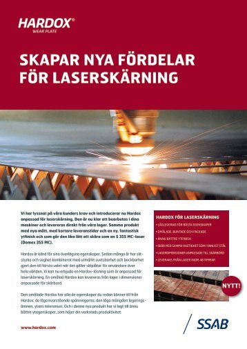 Hardox skapar nya fördelar för  laserskärning (PDF, svenska - SSAB