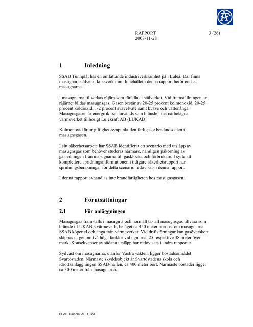 SÄKERHETSRAPPORT 2009 - SSAB