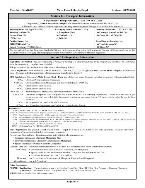 Ssab Container Code Code No.: SSAB