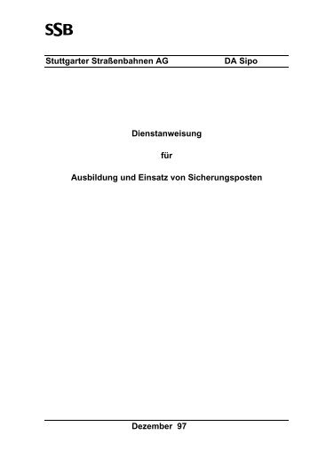 Dezember 97 Stuttgarter Straßenbahnen AG DA Sipo ... - SSB