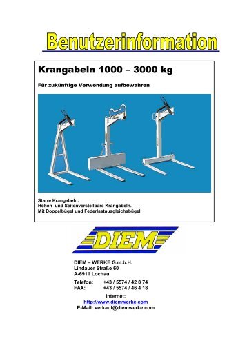 Krangabeln 1000 -; 3000 kg
