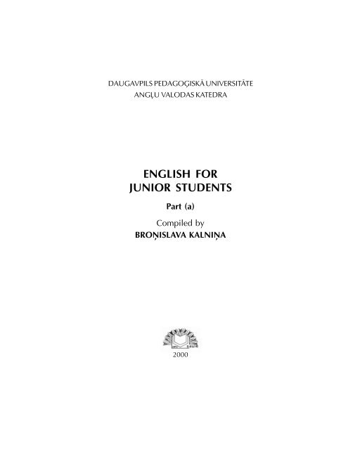 ENGLISH FOR JUNIOR STUDENTS