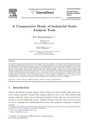 A Comparative Study of Industrial Static Analysis Tools