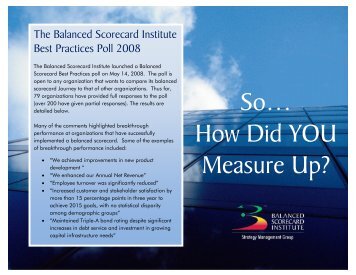 So… How Did YOU Measure Up? - Balanced Scorecard Institute