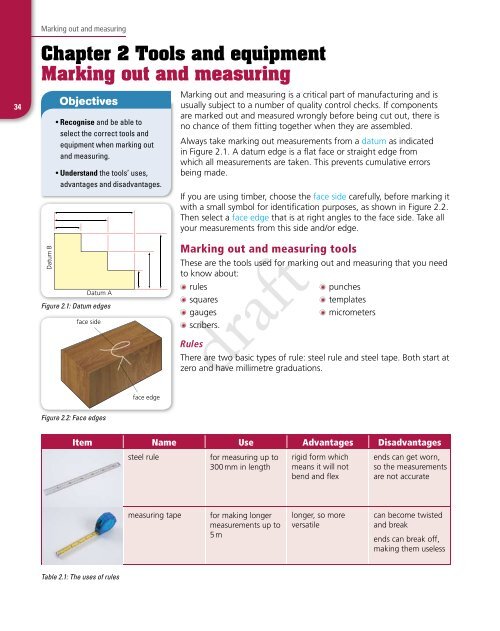 Chapter 2 Tools and equipment Marking out and measuring