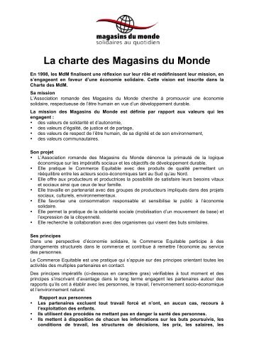 La charte des Magasins du Monde - Magasin du monde