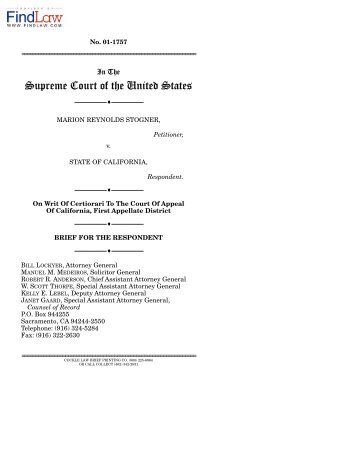 No. 01-1757 Stogner v. California - FindLaw: Supreme Court Center