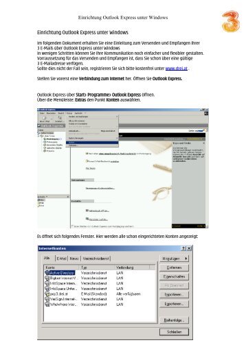 Einrichtung Outlook Express unter Windows