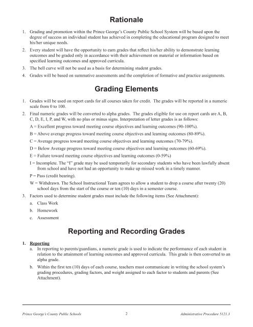 Grading - Prince George's County Public Schools