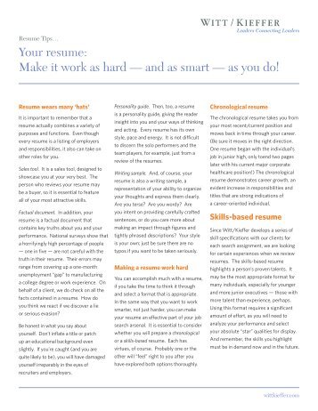 Your resume: Make it work as hard — and as smart ... - Witt/Kieffer