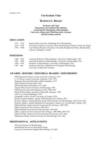 Curriculum Vitae HAROLD L. DRAKE - BayCEER