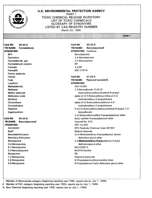 For Chemicals Listed Under Section 313 of the ... - P2 InfoHouse