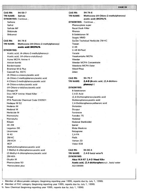 For Chemicals Listed Under Section 313 of the ... - P2 InfoHouse