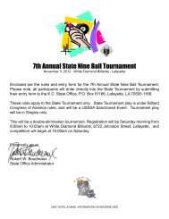 State Nine Ball Tournament Rules and Entry Form - Louisiana State ...