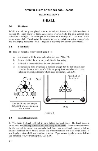 Official BCA 8 Ball Rules — , Inc