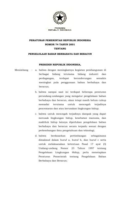 peraturan pemerintah republik indonesia nomor 74 tahun ... - djmbp