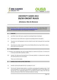 20/20 CRICKET RULES - OUSA