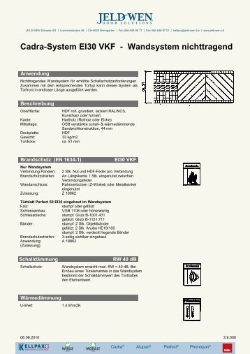 Cadra-System EI30 VKF - Wandsystem ... - JELD-WEN Schweiz AG