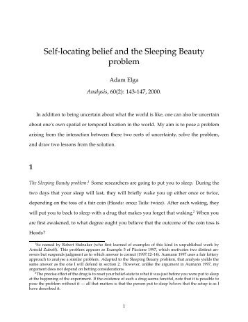 Self-locating belief and the Sleeping Beauty problem