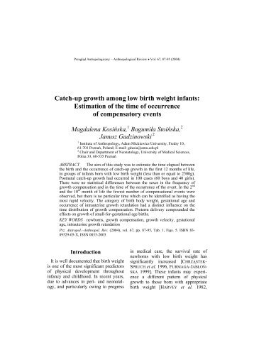 Catch-up growth among low birth weight infants: Estimation of the ...