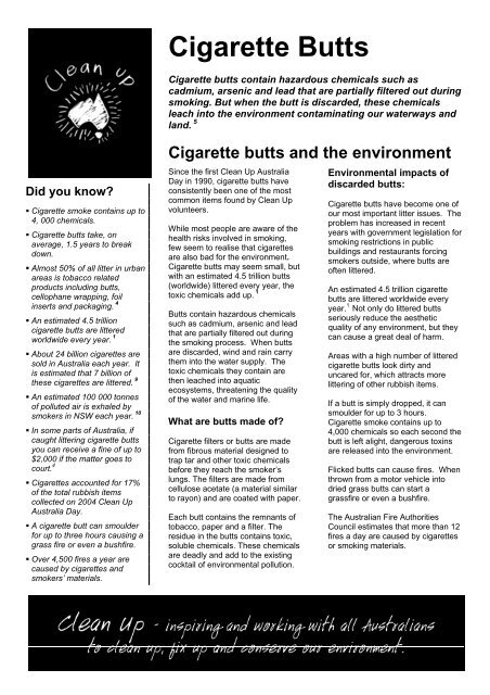 what are the most toxic chemicals in cigarettes Cigarette Butts