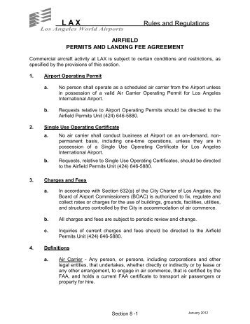 airport operating pmt/landing fee agreement - Los Angeles World ...