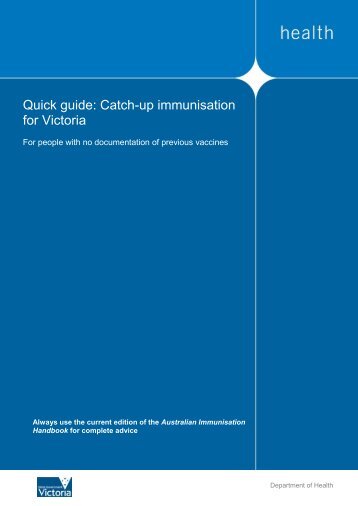 Quick guide: Catch-up immunisation for Victoria - health.vic.gov.au