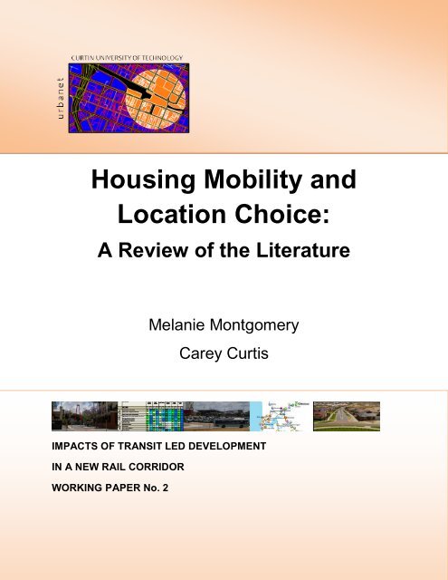 Housing Mobility and Location Choice - Urbanet - Curtin University