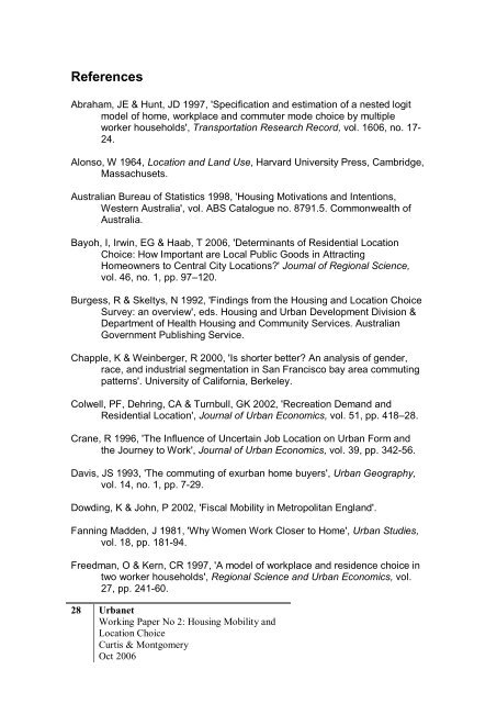 Housing Mobility and Location Choice - Urbanet - Curtin University