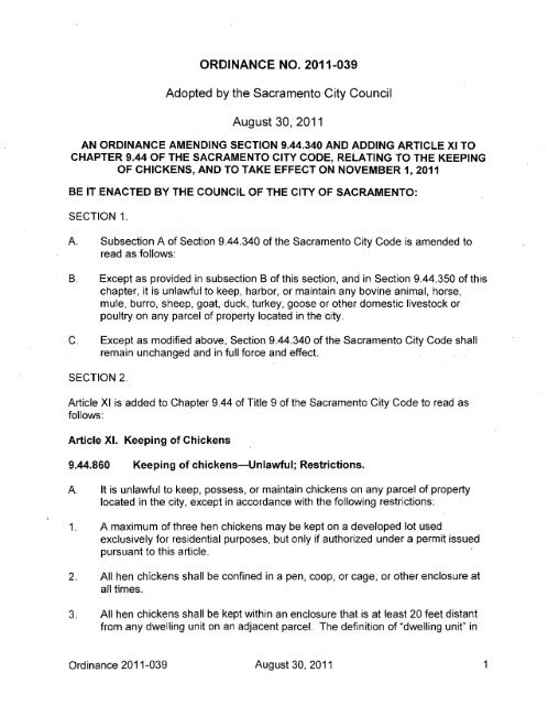 ORDINANCE NO. 2011-039 Adopted by the Sacramento City ...