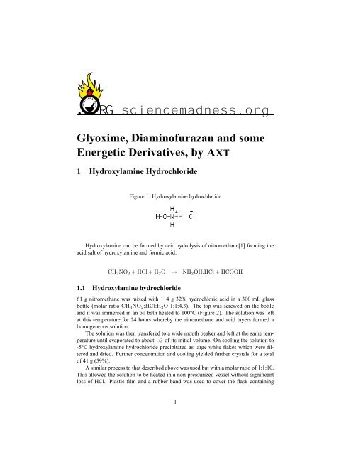 Glyoxime, Diaminofurazan and some Energetic Derivatives, by AXT