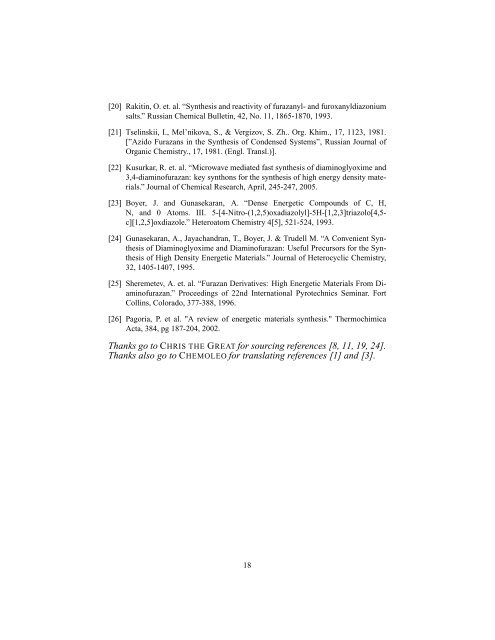 Glyoxime, Diaminofurazan and some Energetic Derivatives, by AXT